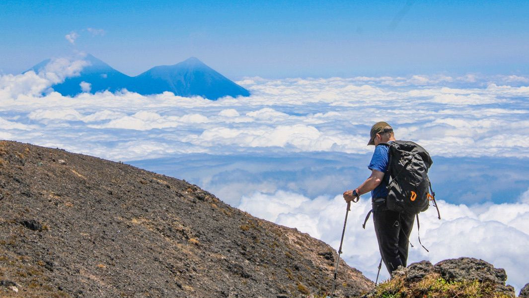 Jaime climbing a volcano