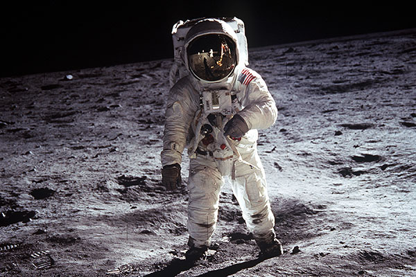 Neil Armstrong on the moon